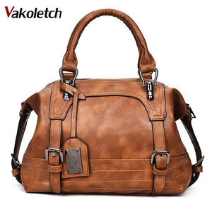 Vintage Shoulder Bag Women Handbags Soft Leather Crossbody Bags Ladies Boston