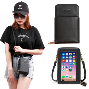 Women Bag Touch Screen Shoulder Cell Phone Bag Mini Crossbody Bags Leather