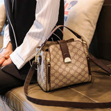 Plaid Leather Crossbody Shoulder Bag Top Handle with Phone Pocket