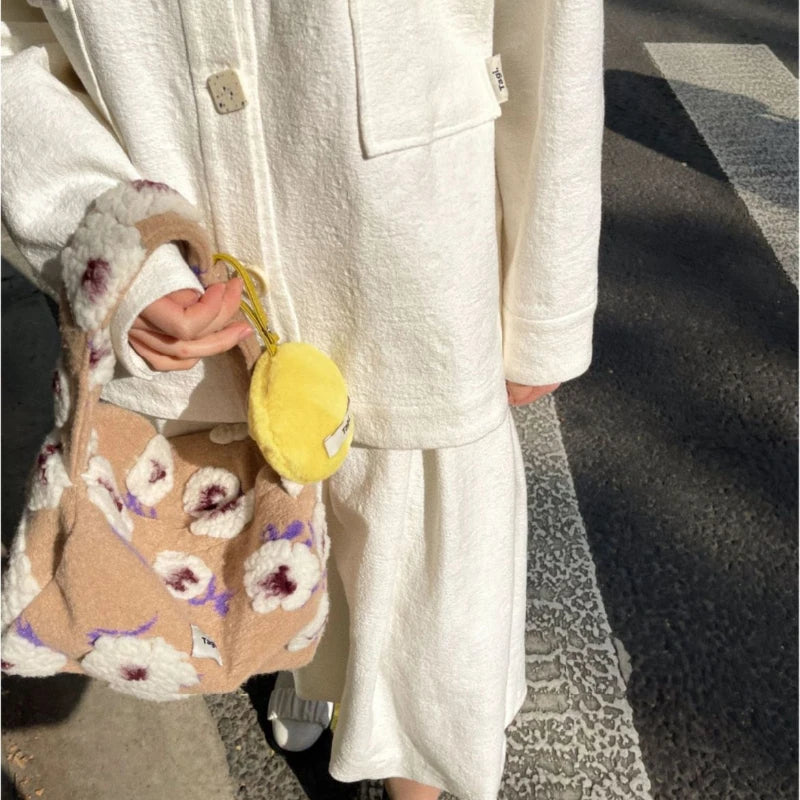 Women Bag Sweet Bucket Cotton Nylon Striped Casual Zipper Soft Shoulder Bag