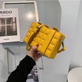 Women Bag Box Bag Double Belt Chocolate Block Shoulder Waist Handbags