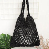 Women Beach Bucket Bag Hollow Out Solid Shoulder Handbag