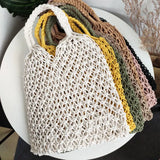 Women Beach Bucket Bag Hollow Out Solid Shoulder Handbag