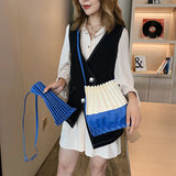 Canvas Flap Ruched Shoulder Bag Soft Solid Crossbody Lady Girls Purse