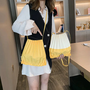 Canvas Flap Ruched Shoulder Bag Soft Solid Crossbody Lady Girls Purse