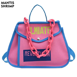 Canvas Shoulder Bag Chain Totes Ladies Crossbody Handbag