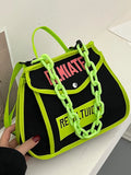 Canvas Shoulder Bag Chain Totes Ladies Crossbody Handbag