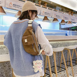 Canvas Waist Bag for Women Outdoor Chest Phone Bag