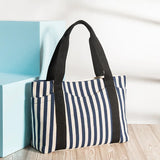Striped Shoulder Bag European Style Beach Handbag Canvas Shopping Bag