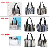 Striped Shoulder Bag European Style Beach Handbag Canvas Shopping Bag