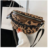 Leopard Pattern Chest Crossbody Bag Half Moon Fanny Pack