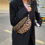 Leopard Pattern Crossbody Chest Bag for Women, Zipper Waist Fanny Pack