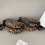 Leopards Pattern Crossbody Chest Bag Half Moon Fanny Pack