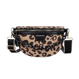 Leopard Print Crossbody Chest Bag Half Moon Fanny Pack