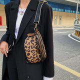Leopard Pattern Crossbody Chest Bag for Women, Zipper Waist Fanny Pack