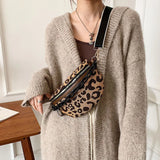 Leopard Pattern Half Moon Fanny Pack Crossbody Chest Bag