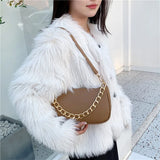 Classic French Single Shoulder Bag for Women PU Leather Handbag