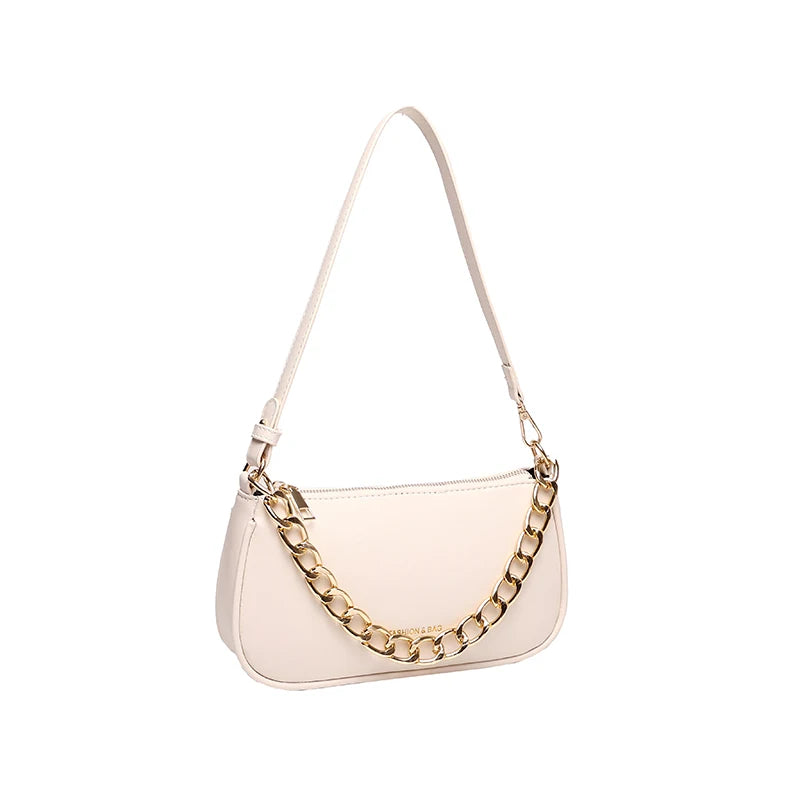 Classic French Single Shoulder Bag for Women PU Leather Handbag
