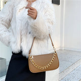 Classic French Single Shoulder Bag for Women PU Leather Handbag