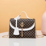 Women Bag Leather Tassel Small Square Shoulder Crossbody Bag