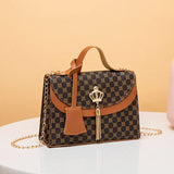 Leather Tassel Crossbody Bag Small Square Shoulder Casual Phone Bag