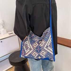 Bohemian Style Cotton Shoulder Bag for Women High-Capacity All-match Small Fresh