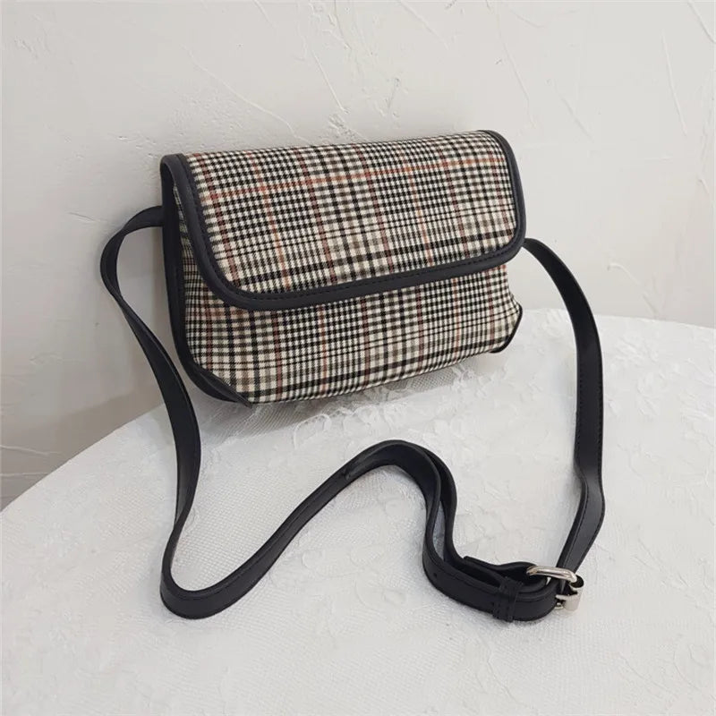 Houndstooth Women Crossbody Handbag Famous Brand Shoulder Bag
