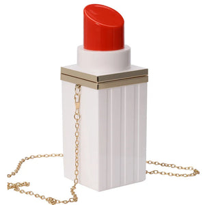 Lipstick Shape Evening Clutch Bag Chain Party Tote Handbag