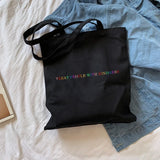 Canvas Treat People With Kindness Casual Big Capacity Shoulder Bag