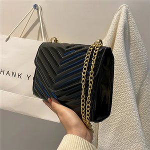 Lacquer PU Shoulder Bag Crossbody Chain Handbag