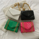 Lacquer PU Shoulder Bag Crossbody Chain Handbag