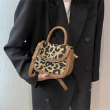 Leopard Handbag Canvas Vintage Flap Shoulder Bags Crossbody Messenger