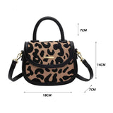 Leopard Handbag Canvas Vintage Flap Shoulder Bags Crossbody Messenger