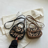 Leopard Handbag Canvas Vintage Flap Shoulder Bags Crossbody Messenger