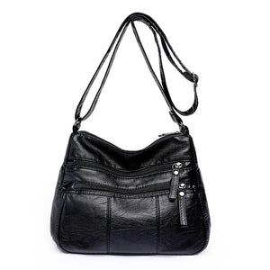 Soft Leather Crossbody Bag for Women's Shoulder with Pocket