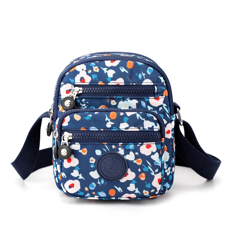 Multicolor Printed Crossbody Bag Nylon Shoulder Messenger Pack