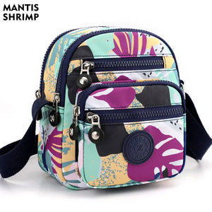 Multicolor Printed Crossbody Bag Nylon Shoulder Messenger Pack