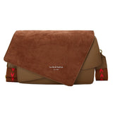 Nubuck Leather Square Shoulder Bag with Wide Strap