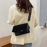 Nubuck Leather Square Shoulder Bag with Wide Strap