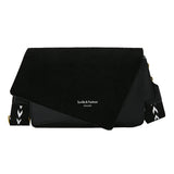 Nubuck Leather Square Shoulder Bag with Wide Strap
