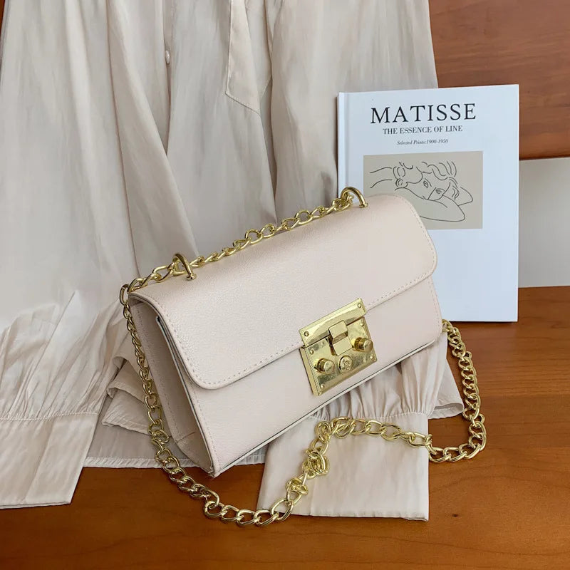 Retro Lock Shoulder Messenger Small Square Bag Clutch Purse Hand Bag