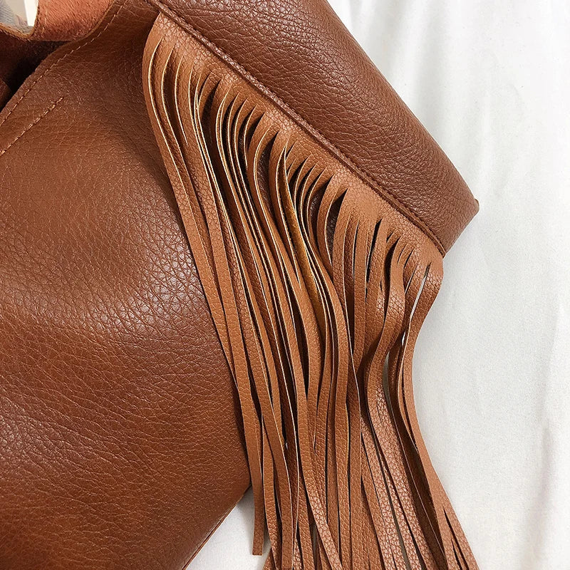 Women Bag Tassel Handbags Ladies Totes Vintage Versatile Shoudler Bags