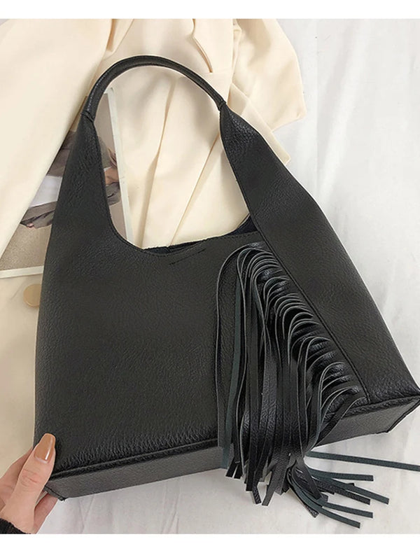 Women Bag Tassel Handbags Ladies Totes Vintage Versatile Shoudler Bags