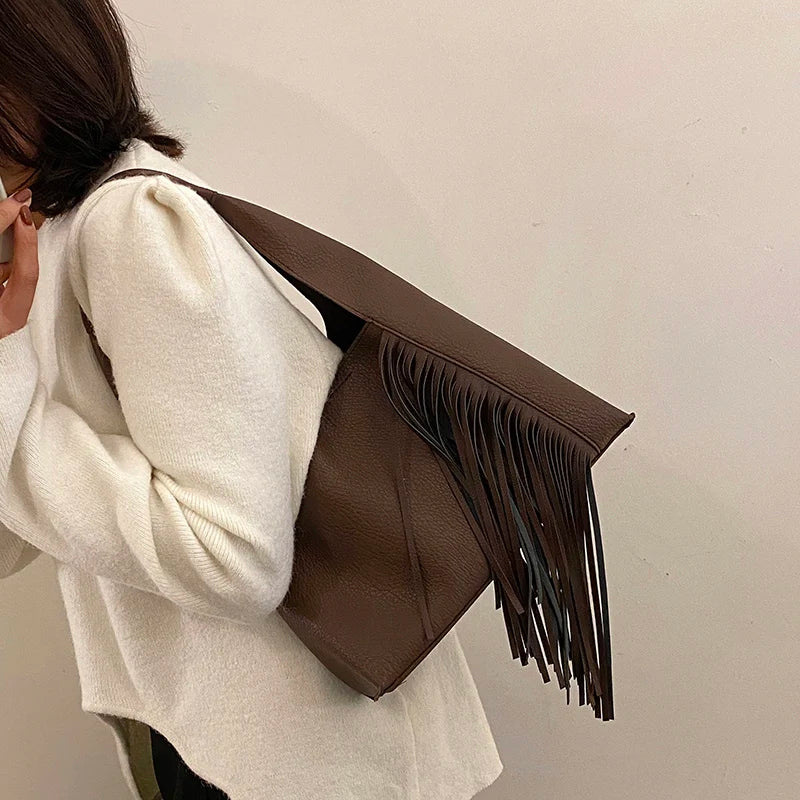 Women Bag Tassel Handbags Ladies Totes Vintage Versatile Shoudler Bags