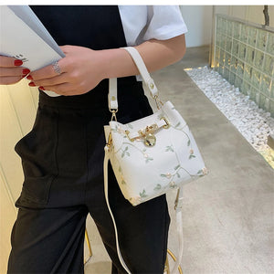 Women Bag Flowers Embroidery Bucket Lace Crossbody Bags For Women Handbags