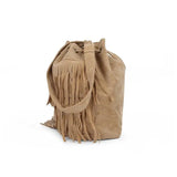 Women Suede Fringe Handbag Crossbody Tassel Purse Big Drawstring Sling