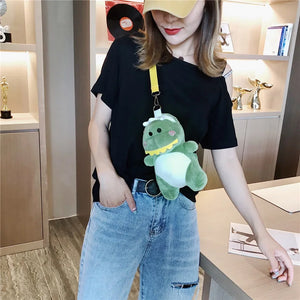 Plush Dinosaur Girl Crossbody Bag Mini Shoulder Purse Money Phone Bolsa