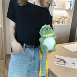 Plush Dinosaur Girl Crossbody Bag Mini Shoulder Purse Money Phone Bolsa