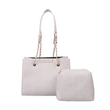 2 PC Set Leather Totes Bags Large Shoulder Bag Chain Crossbody Packs