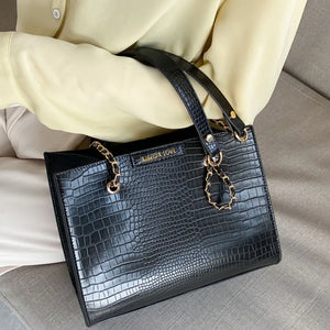 2 PC Set Leather Totes Bags Large Shoulder Bag Chain Crossbody Packs